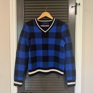 RAG & BONE Gabby Buffalo Check V-Neck Sweater